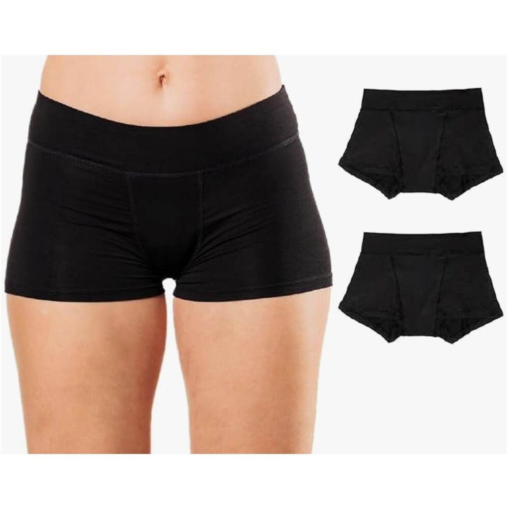 NWT Bambody Black Period Boxer Cut Underwear SZ 13 = 3X (52"-53" Hips) 1 in Pack